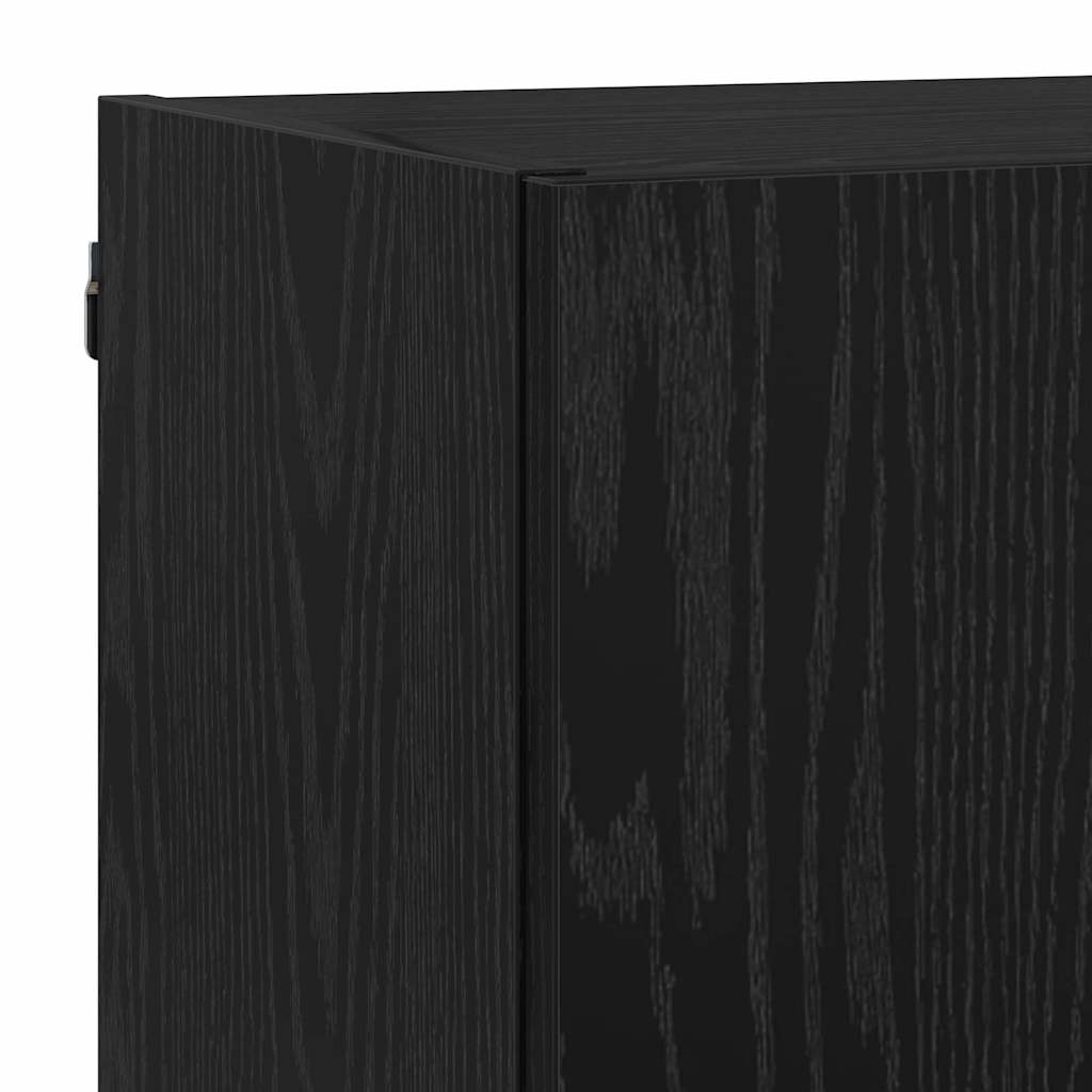 TV Wand Einheiten mit LED 5 pcs Schwarz Eichen-Optik