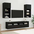 TV Wand Einheiten mit LED 5 pcs Schwarz Eichen-Optik