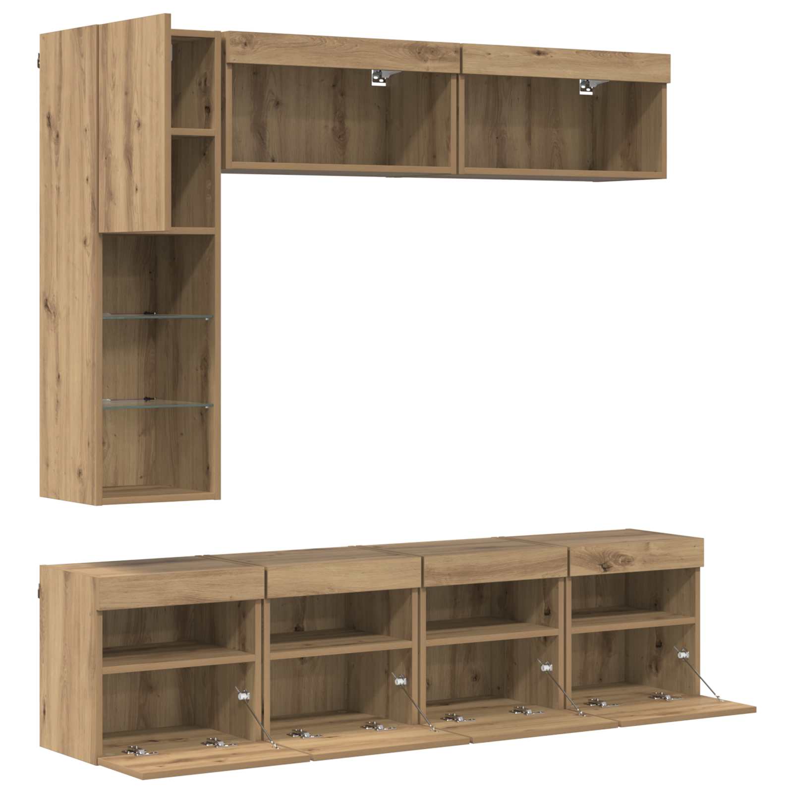 TV-Schränk mit LED 7 pcs Artisan-Eiche Holzwerkstoff