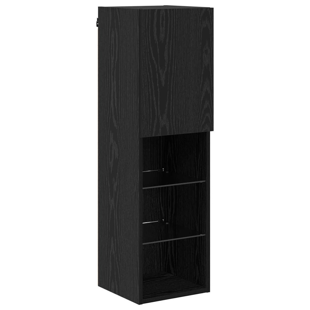 TV-Schränk mit LED 7 pcs Schwarz Eichen-Optik Holzwerkstoff