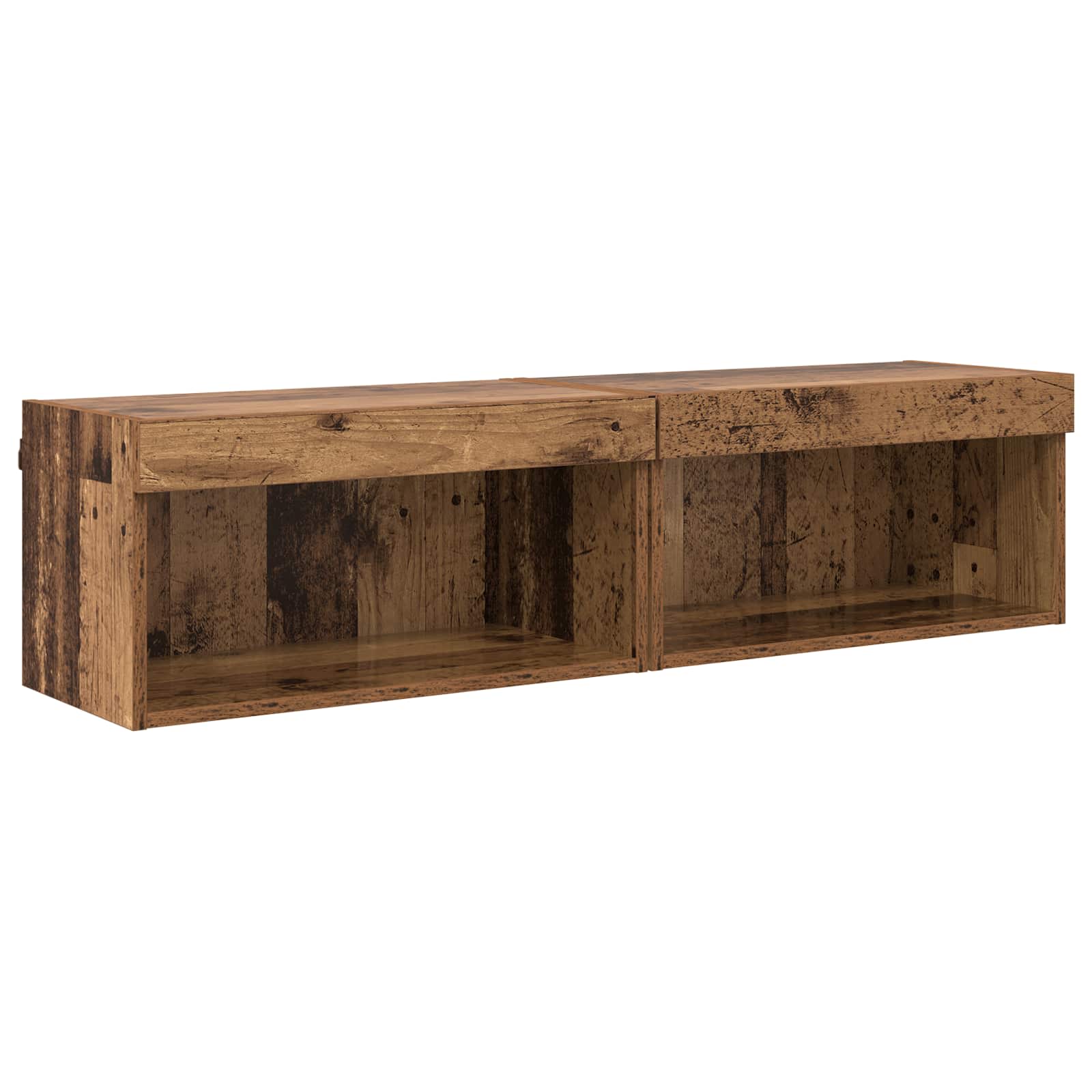 TV-Wandregal-Set mit LED 6 pcs Altholz Holzwerkstoff