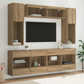TV-Wandregal-Set mit LED 6 pcs Artisan-Eiche Holzwerkstoff