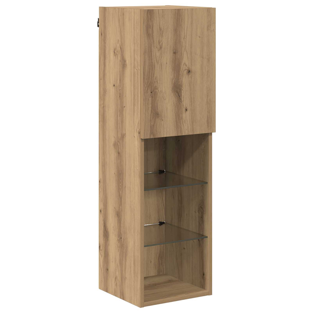 TV-Wandregal-Set mit LED 6 pcs Artisan-Eiche Holzwerkstoff