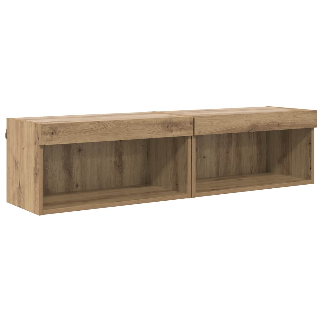 TV-Wandregal-Set mit LED 6 pcs Artisan-Eiche Holzwerkstoff