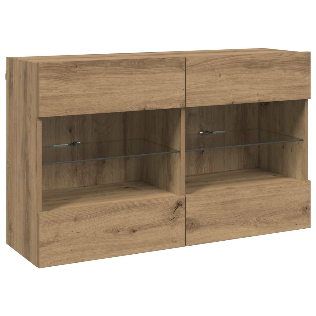 TV-Wandregal-Set mit LED 6 pcs Artisan-Eiche Holzwerkstoff