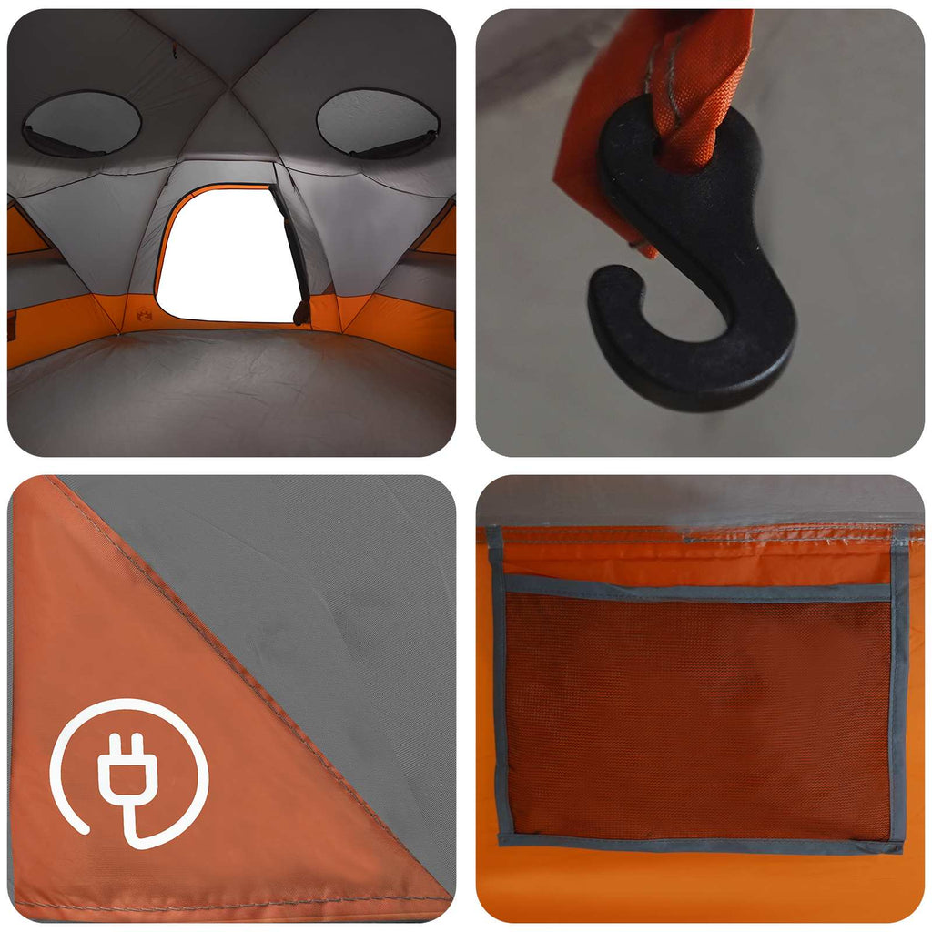 Kuppelzelt mit abnehmbarem Regenfly Grau und Orange 4-Personen