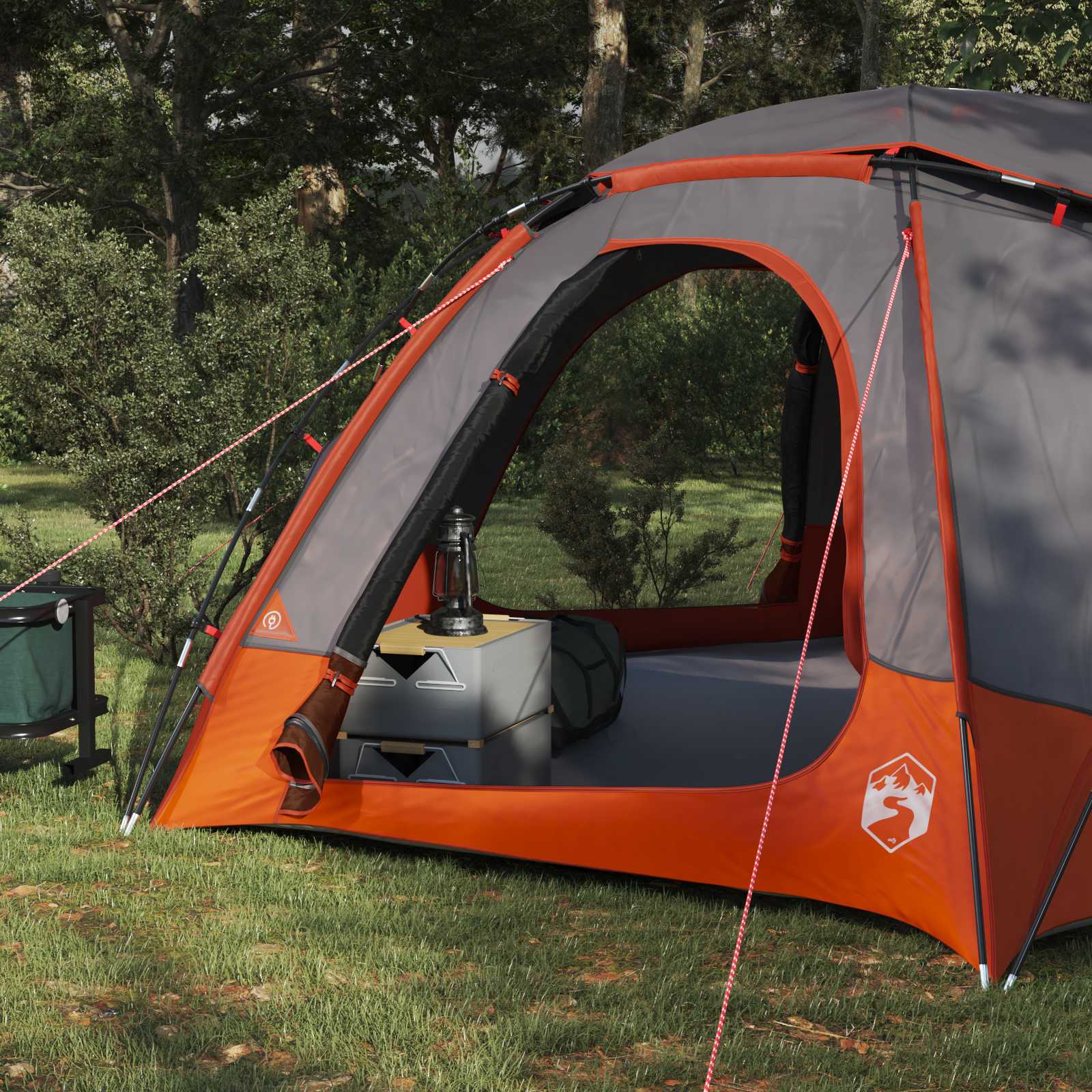 Kuppelzelt mit abnehmbarem Regenfly Grau und Orange 4-Personen
