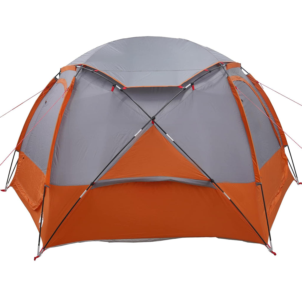 Kuppelzelt mit abnehmbarem Regenfly Grau und Orange 4-Personen