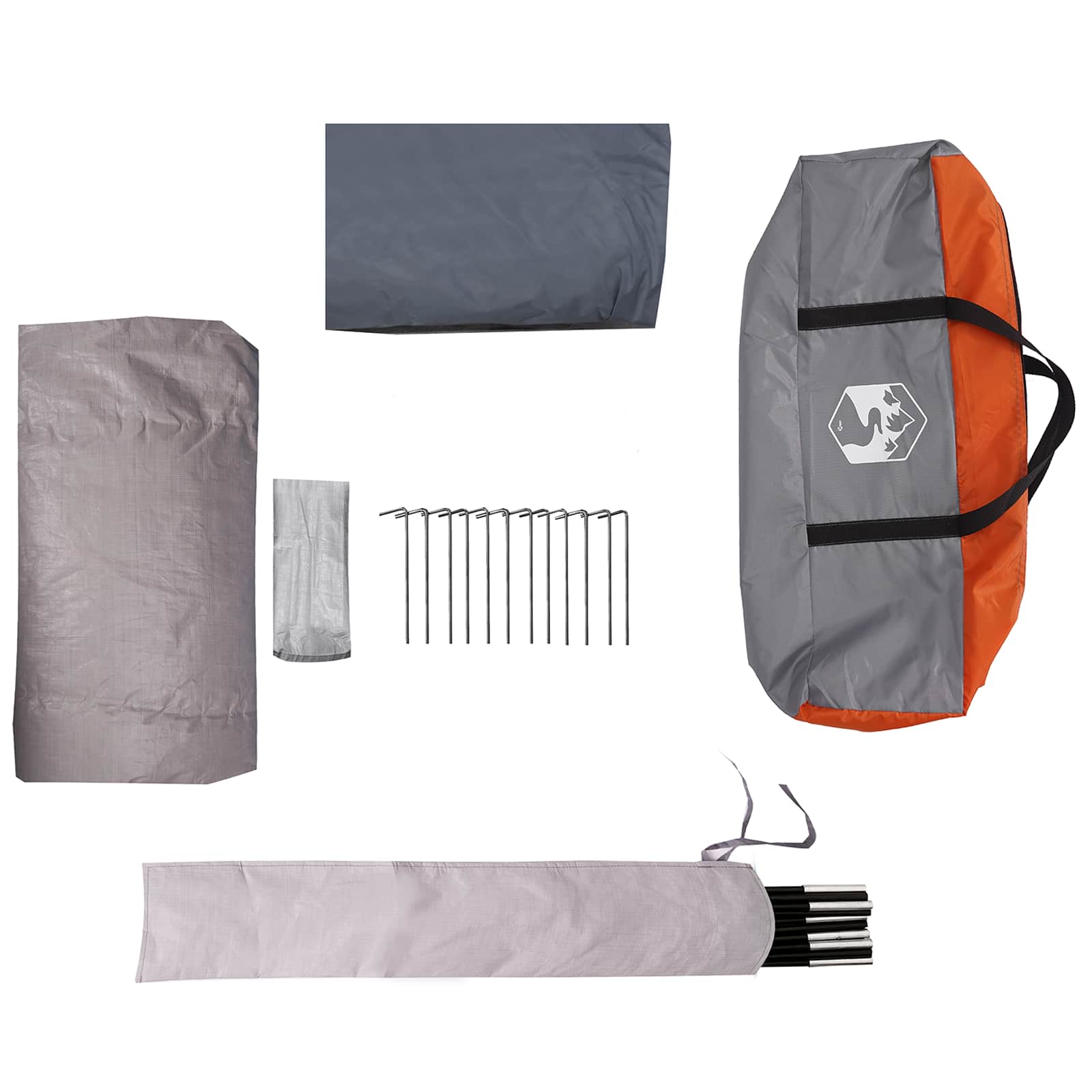Kuppelzelt mit abnehmbarem Regenfly Grau und Orange 8-Personen