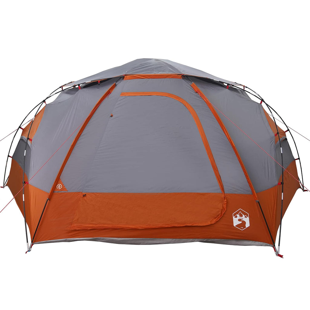 Kuppelzelt mit abnehmbarem Regenfly Grau und Orange 8-Personen