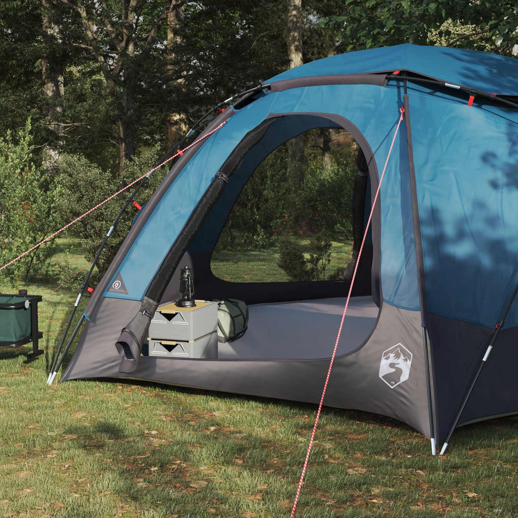 Kuppelzelt mit abnehmbarem Regenfly Blau 12-Personen