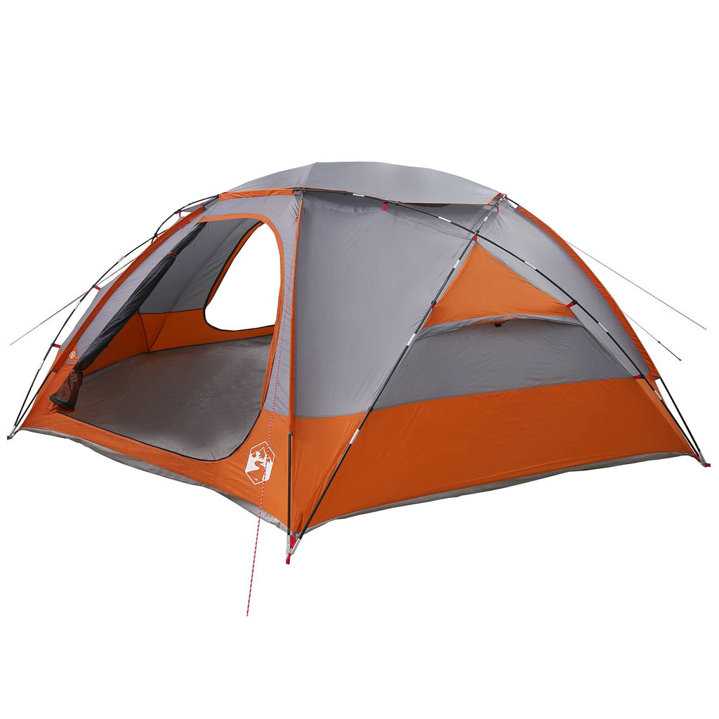 Kuppelzelt mit abnehmbarem Regenfly Grau und Orange 12-Personen
