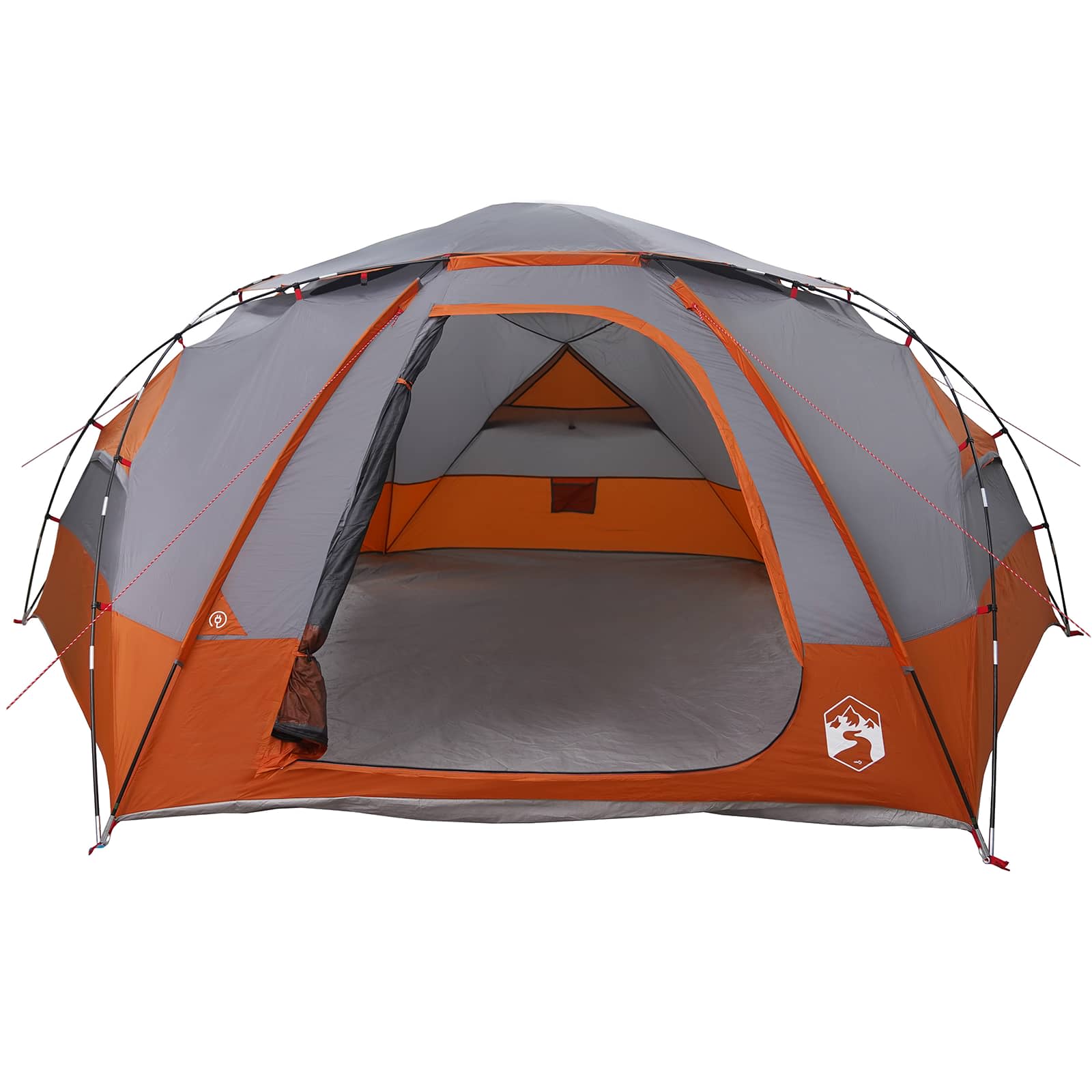 Kuppelzelt mit abnehmbarem Regenfly Grau und Orange 12-Personen