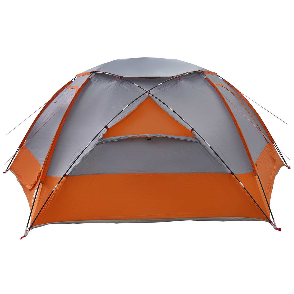 Kuppelzelt mit abnehmbarem Regenfly Grau und Orange 12-Personen