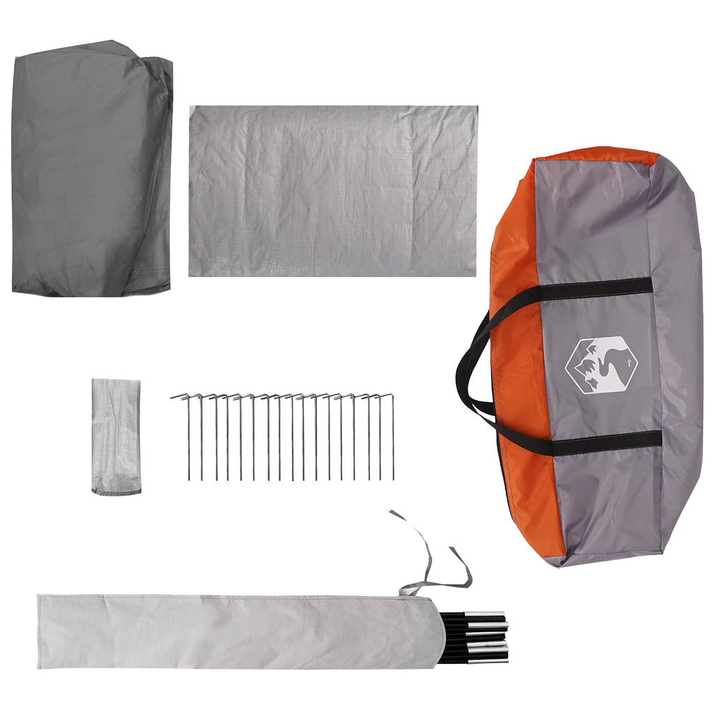 Tunnelzelt Grau und Orange 361 x 235 x 147 cm
