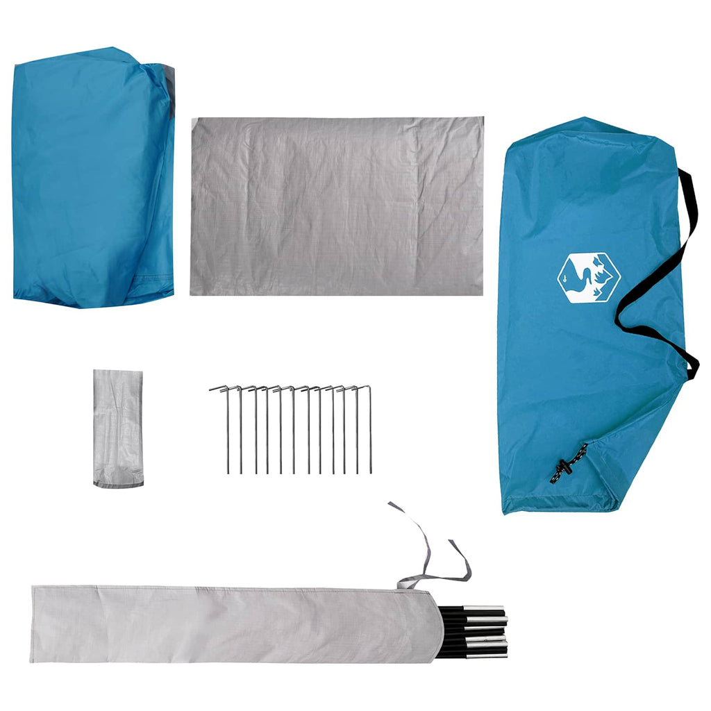 Trekkingzelt Blau 4-Personen 185T Polyester mit PU-Beschichtung