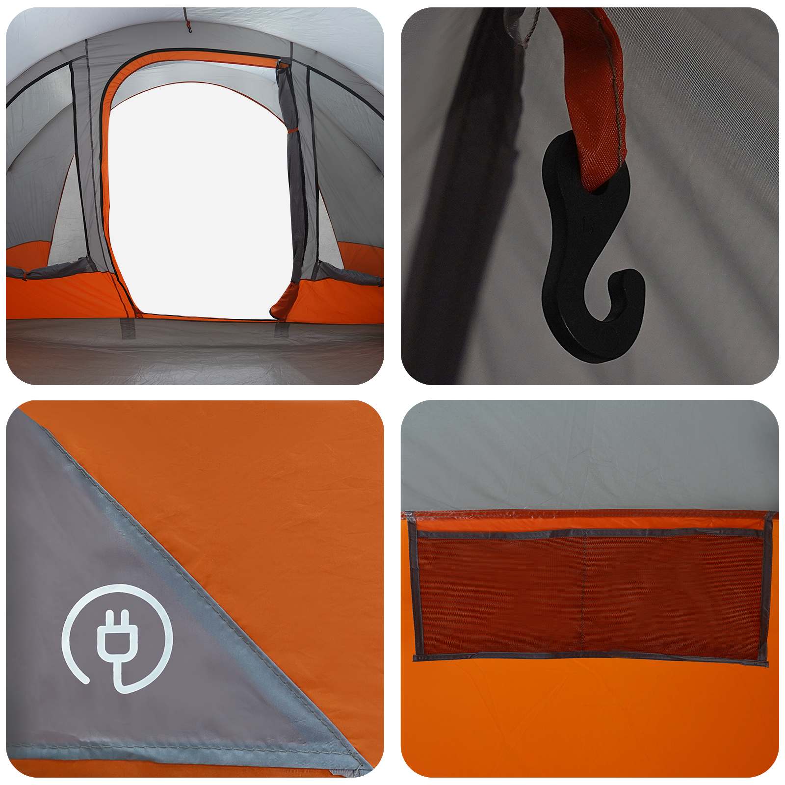 Tunnelzelt Grau und Orange 560 x 395 x 212 cm