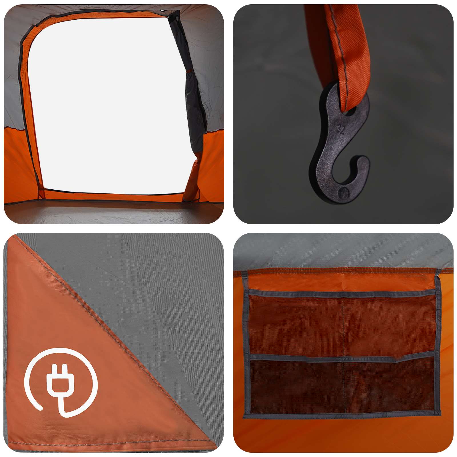 Familienzelt mit Regenschutz wasserdicht Tunnel Grau und Orange