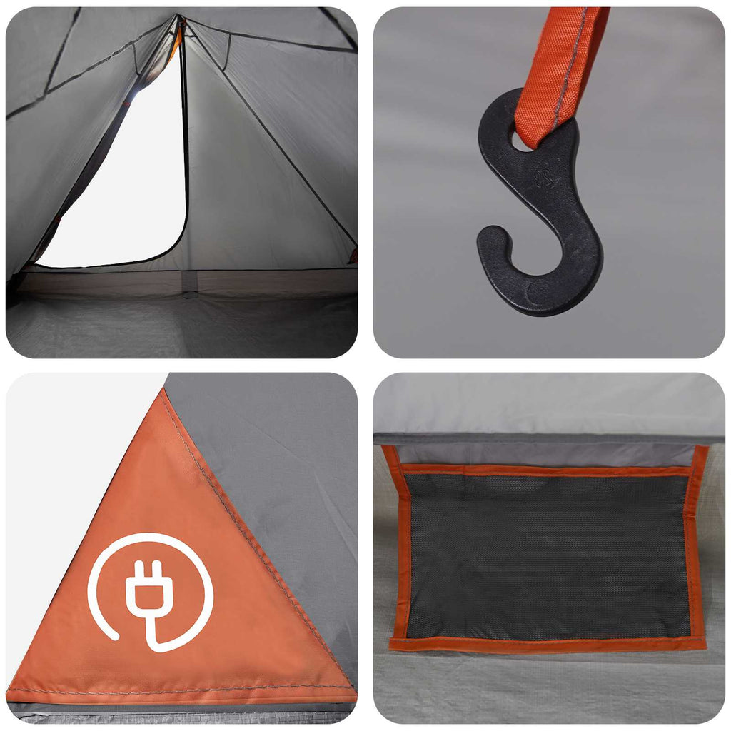 Trekkingzelt Grau und Orange 4-Personen