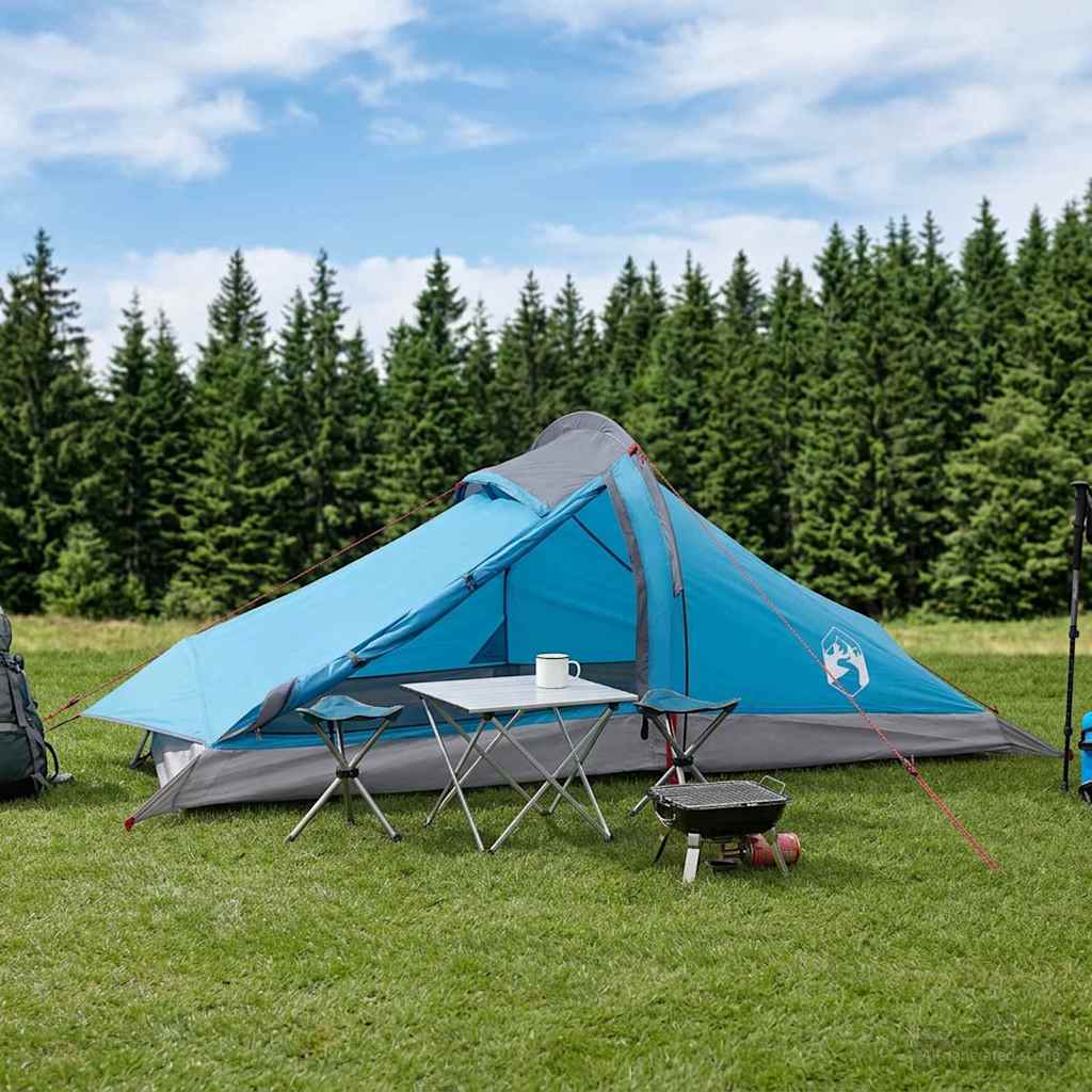 Trekkingzelt Blau 2-Personen 185T Polyester mit PU-Beschichtung