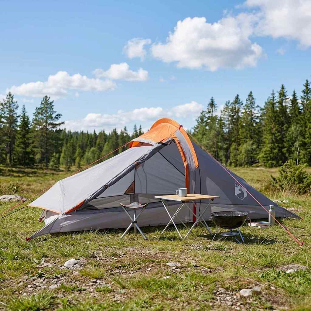 Trekkingzelt Grau und Orange 2-Personen
