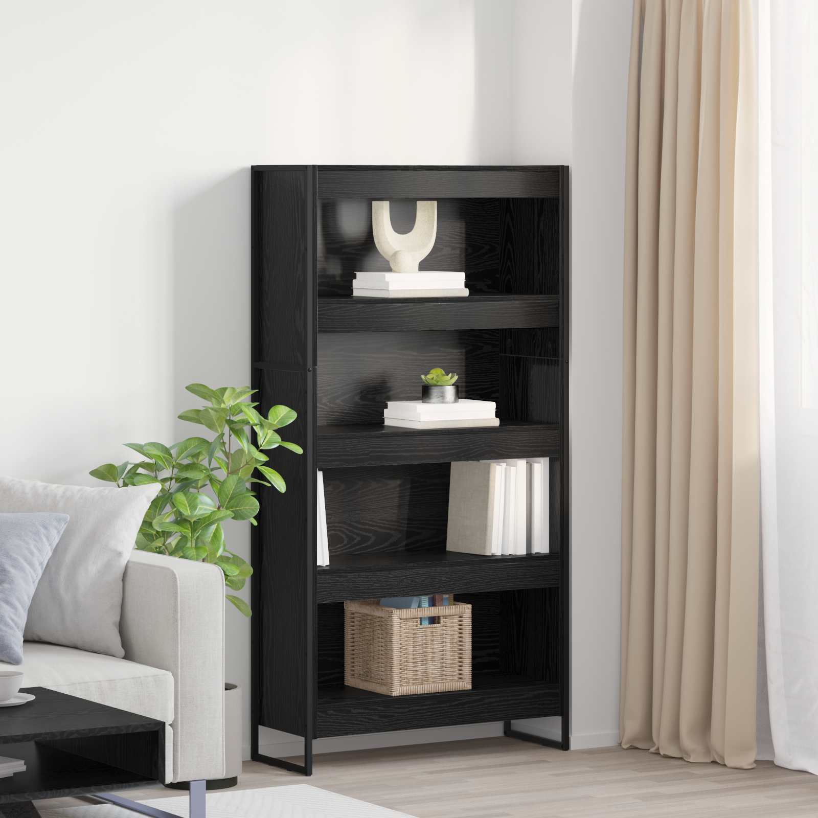 Bücherregal 2 pcs Schwarz Eichen-Optik 80 x 30 x 155 cm