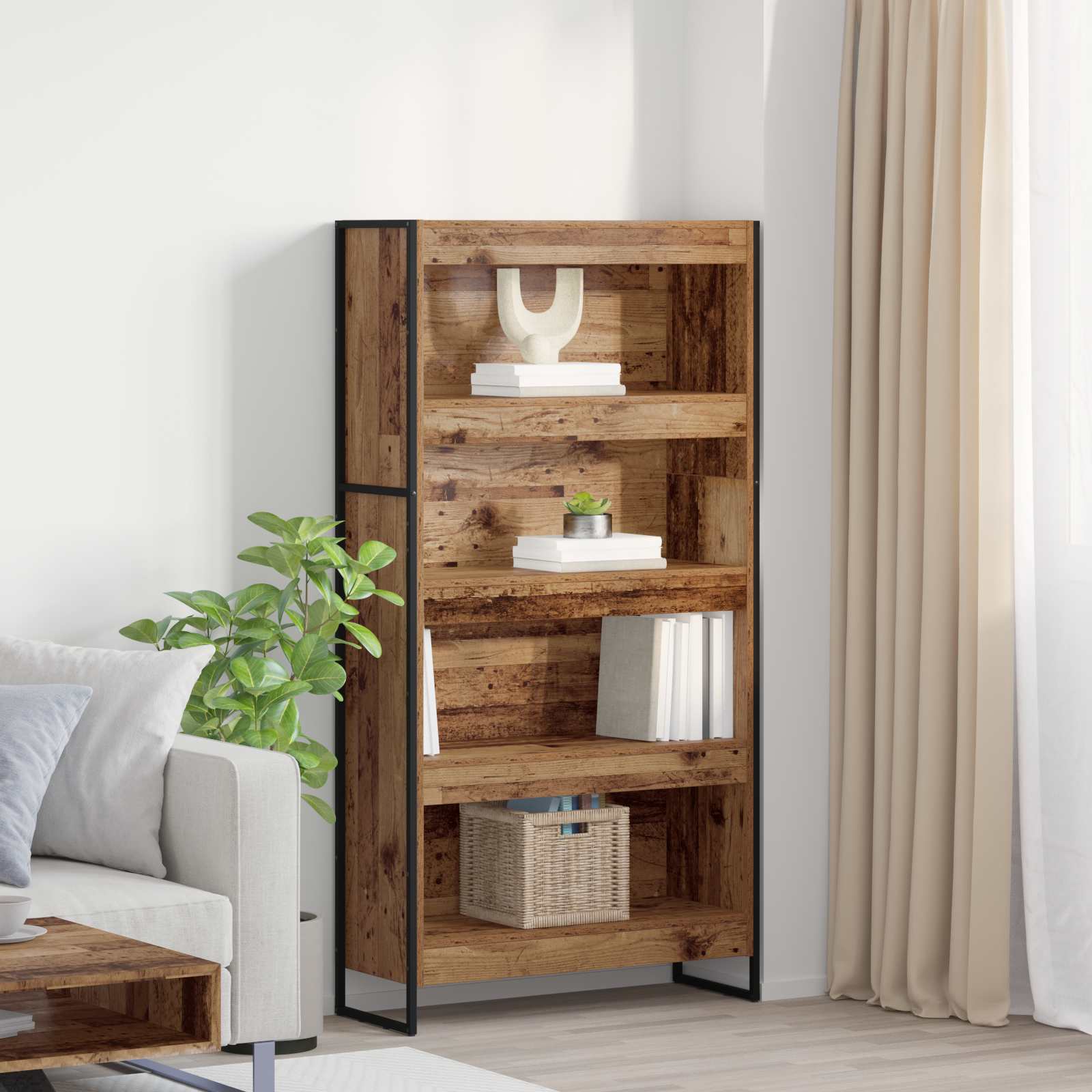 Bücherregal 2 pcs Altholz 80 x 30 x 155 cm Holzwerkstoff
