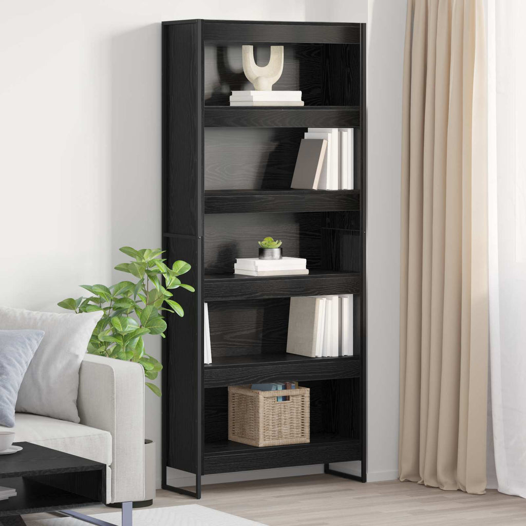 Bücherregal 2 pcs Schwarz Eichen-Optik 80 x 30 x 189,5 cm