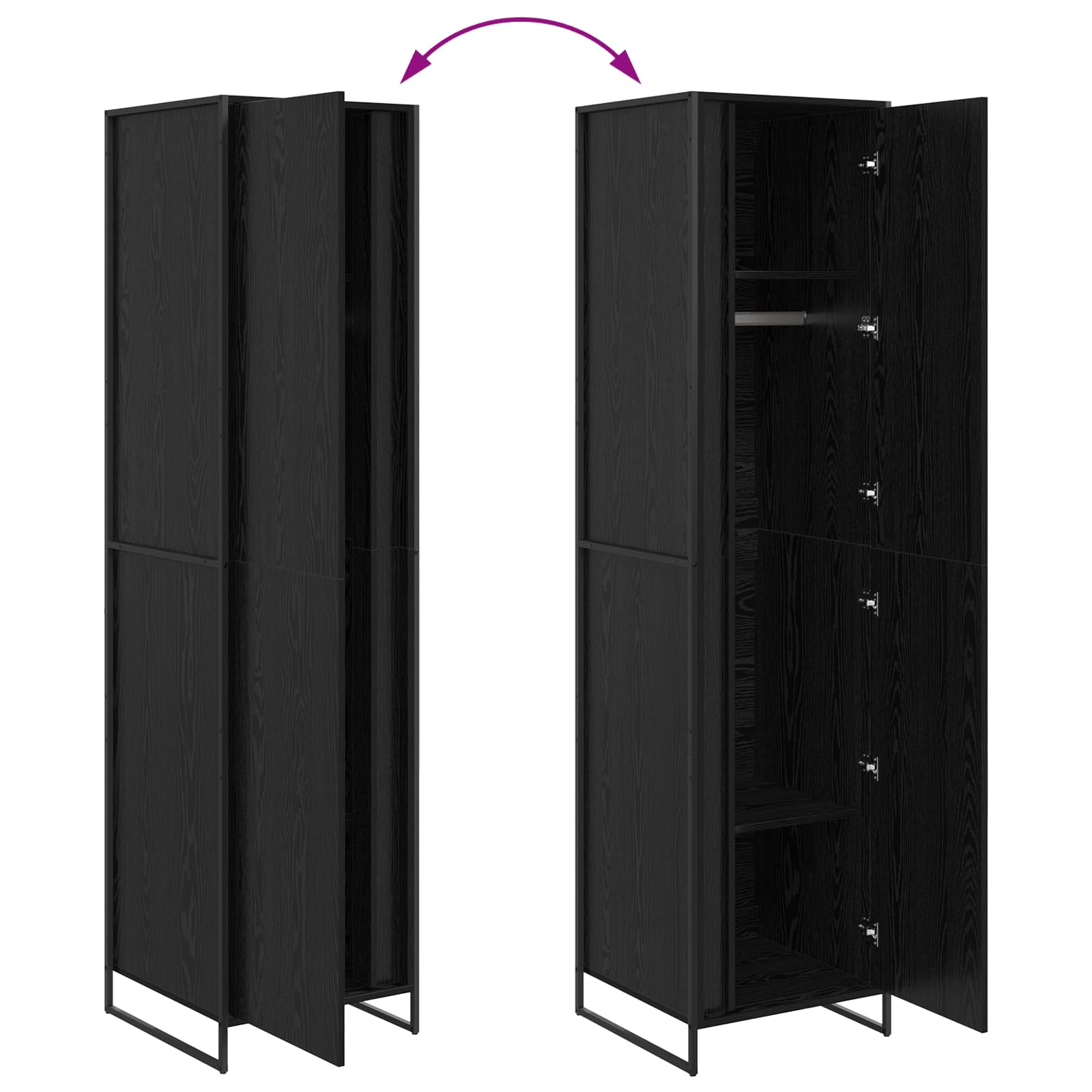 Warderobe Schwarz Eichen-Optik 50 x 50 x 200 cm Holzwerkstoff