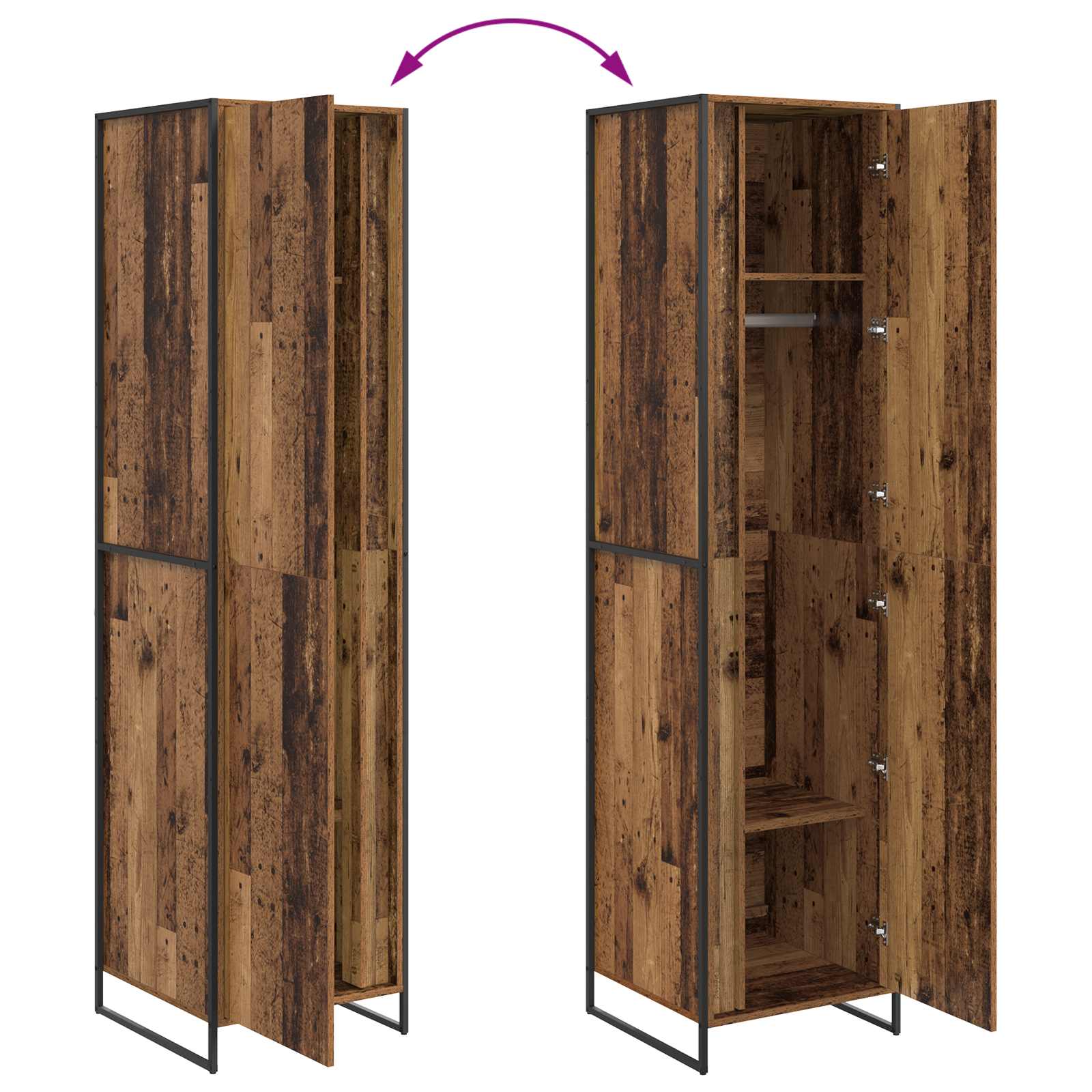 Warderobe mit Speicher Altholz 50 x 50 x 200 cm Holzwerkstoff
