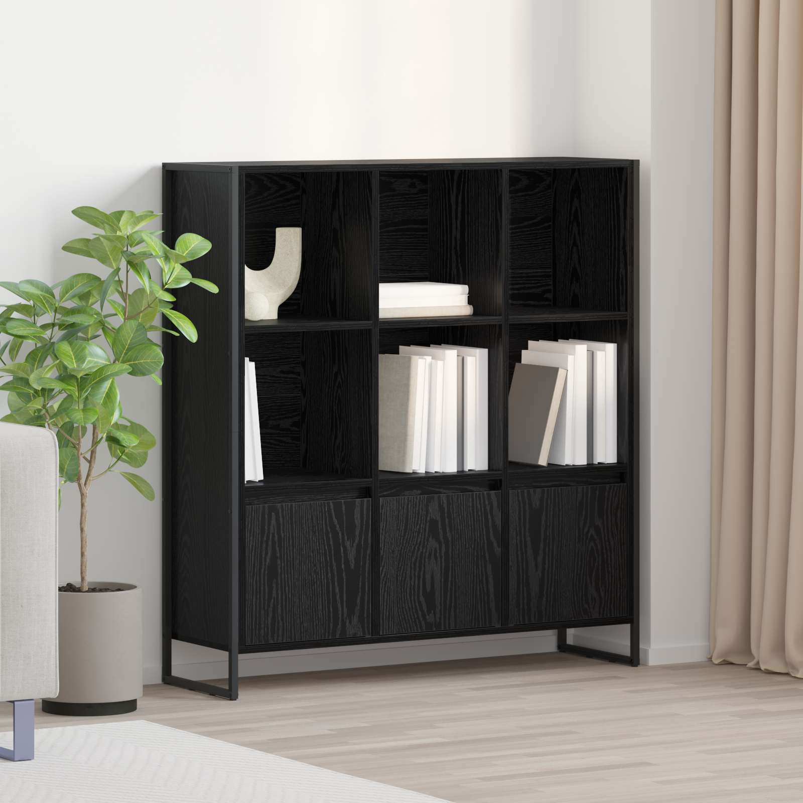 Bücherregal 2 pcs Schwarz Eichen-Optik 99,5 x 30 x 108 cm