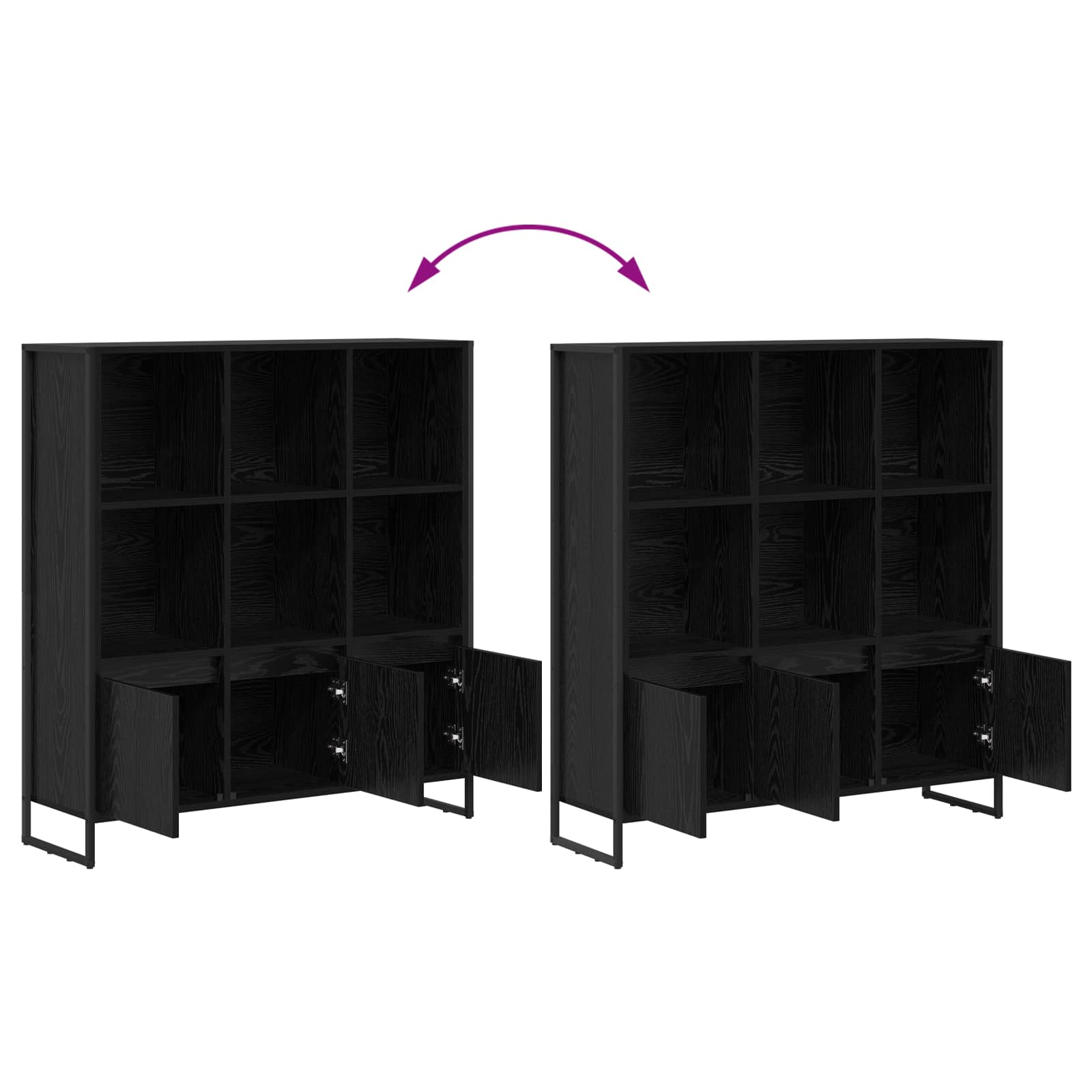 Bücherregal 2 pcs Schwarz Eichen-Optik 99,5 x 30 x 108 cm