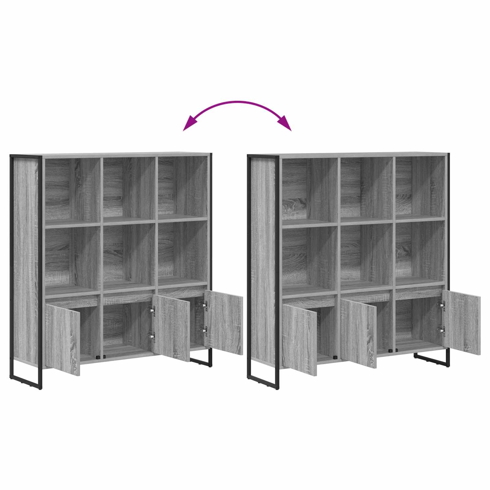 Bücherregal 2 pcs Graues Sonoma 99,5 x 30 x 108 cm