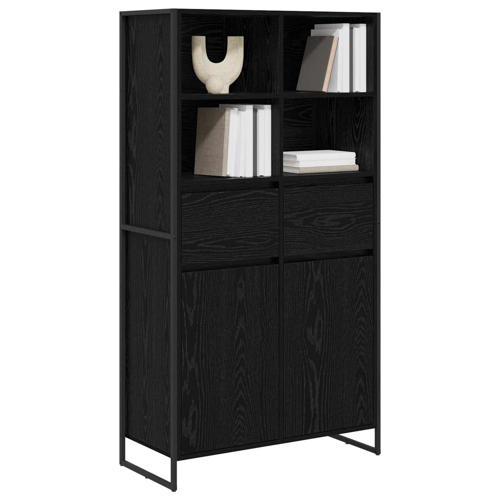 Sideboard 2 pcs Schwarz Eichen-Optik 81 x 36 x 150.5 cm