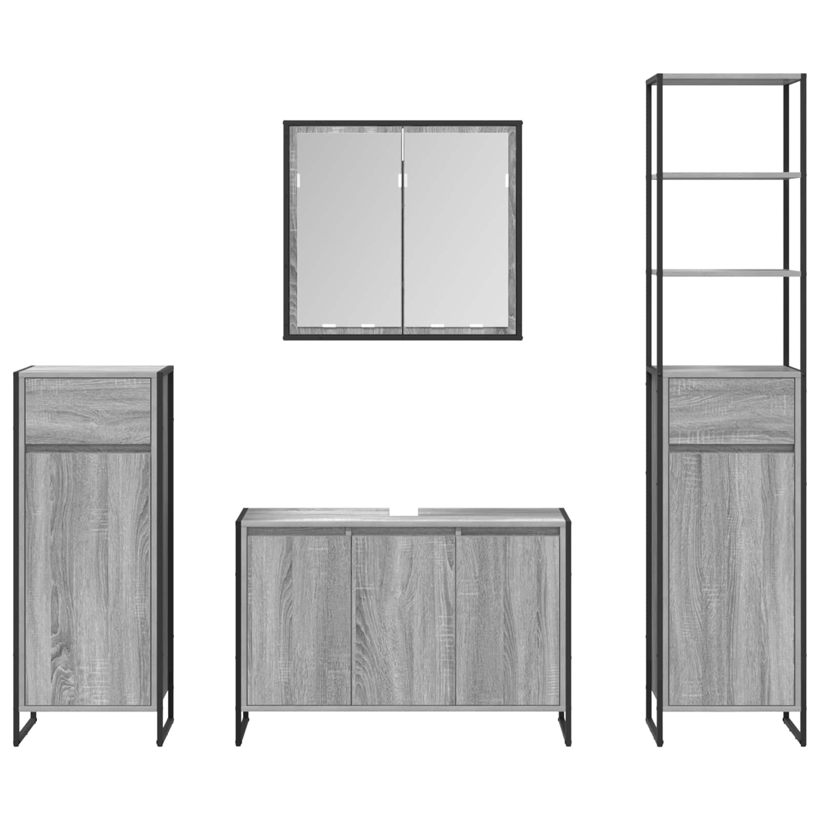 Badezimmermöbel-Set mit Schubladen Graues Sonoma Holzwerkstoff