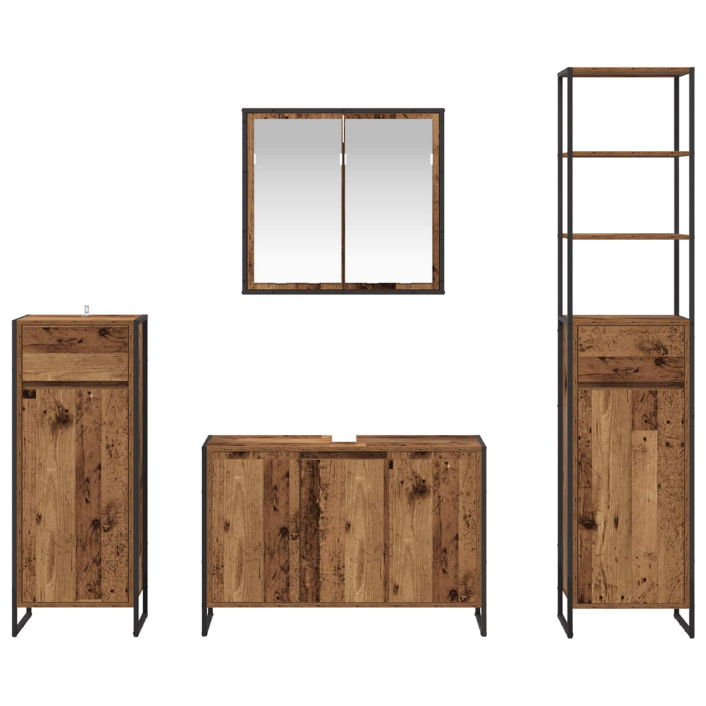 Badezimmermöbel-Set mit Schubladen Altholz Holzwerkstoff