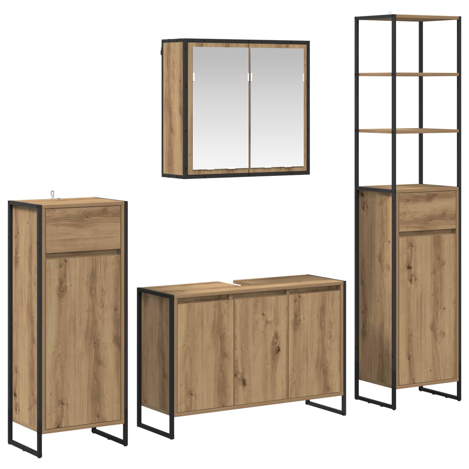 Badezimmermöbel-Set mit Schubladen Artisan-Eiche Holzwerkstoff