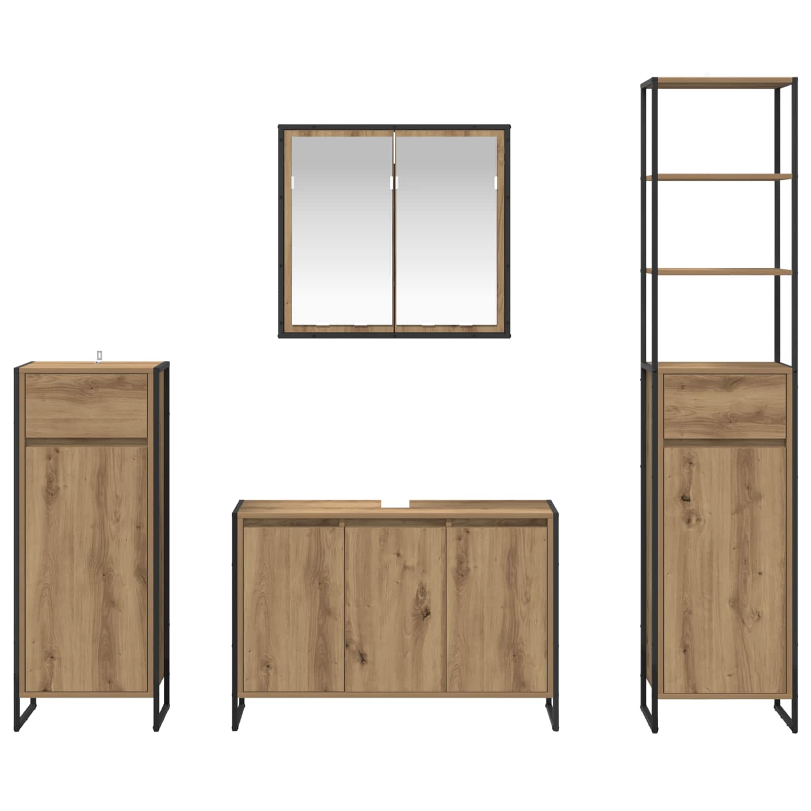 Badezimmermöbel-Set mit Schubladen Artisan-Eiche Holzwerkstoff