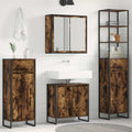 Badezimmermöbel-Set mit Regal Geräucherte Eiche Holzwerkstoff