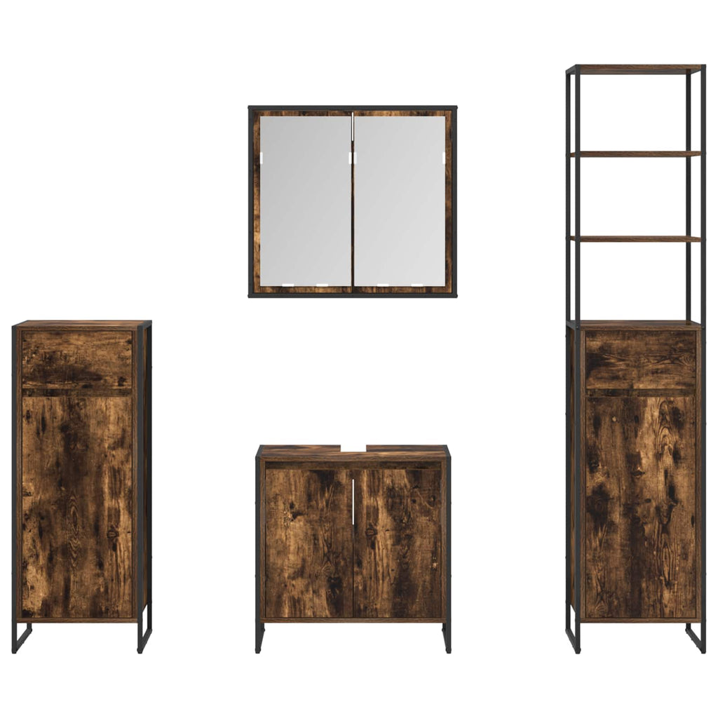 Badezimmermöbel-Set mit Regal Geräucherte Eiche Holzwerkstoff