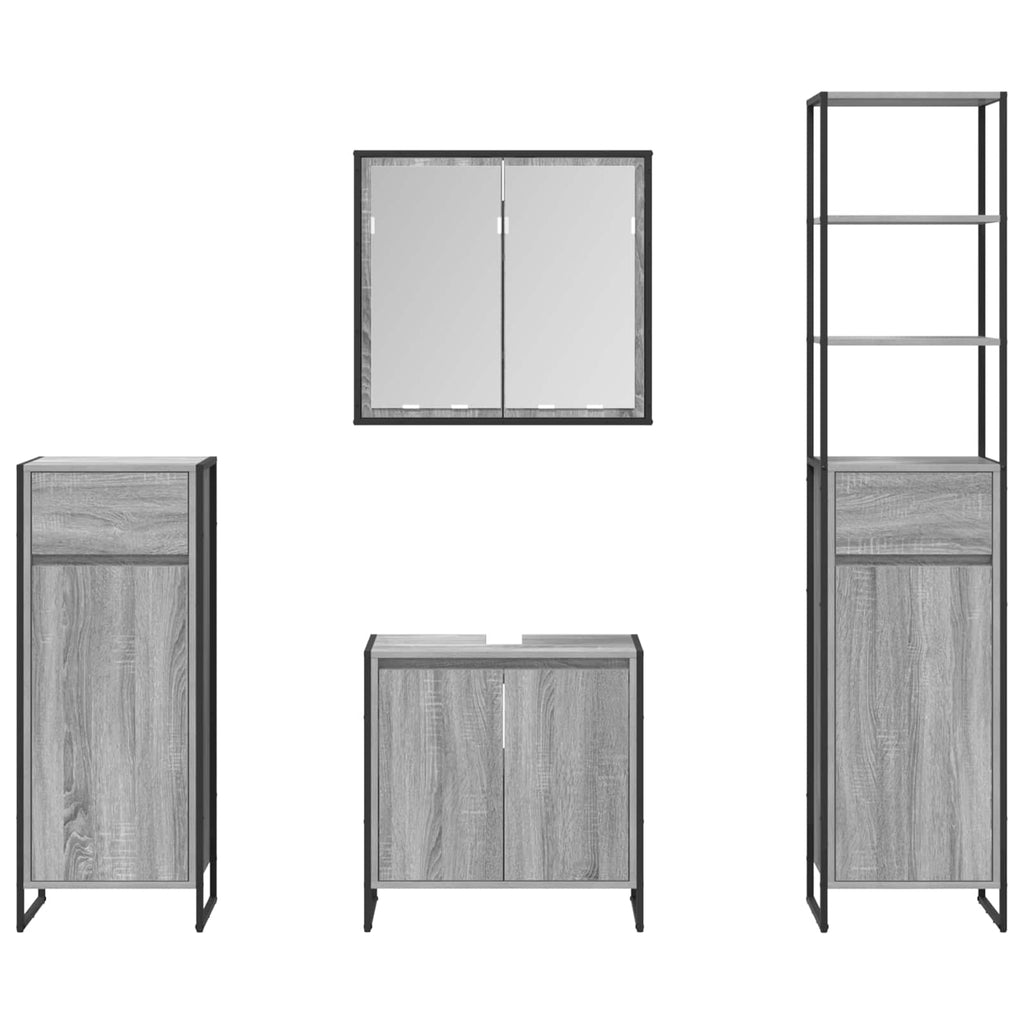 Badezimmermöbel-Set mit Schubladen Graues Sonoma Holzwerkstoff