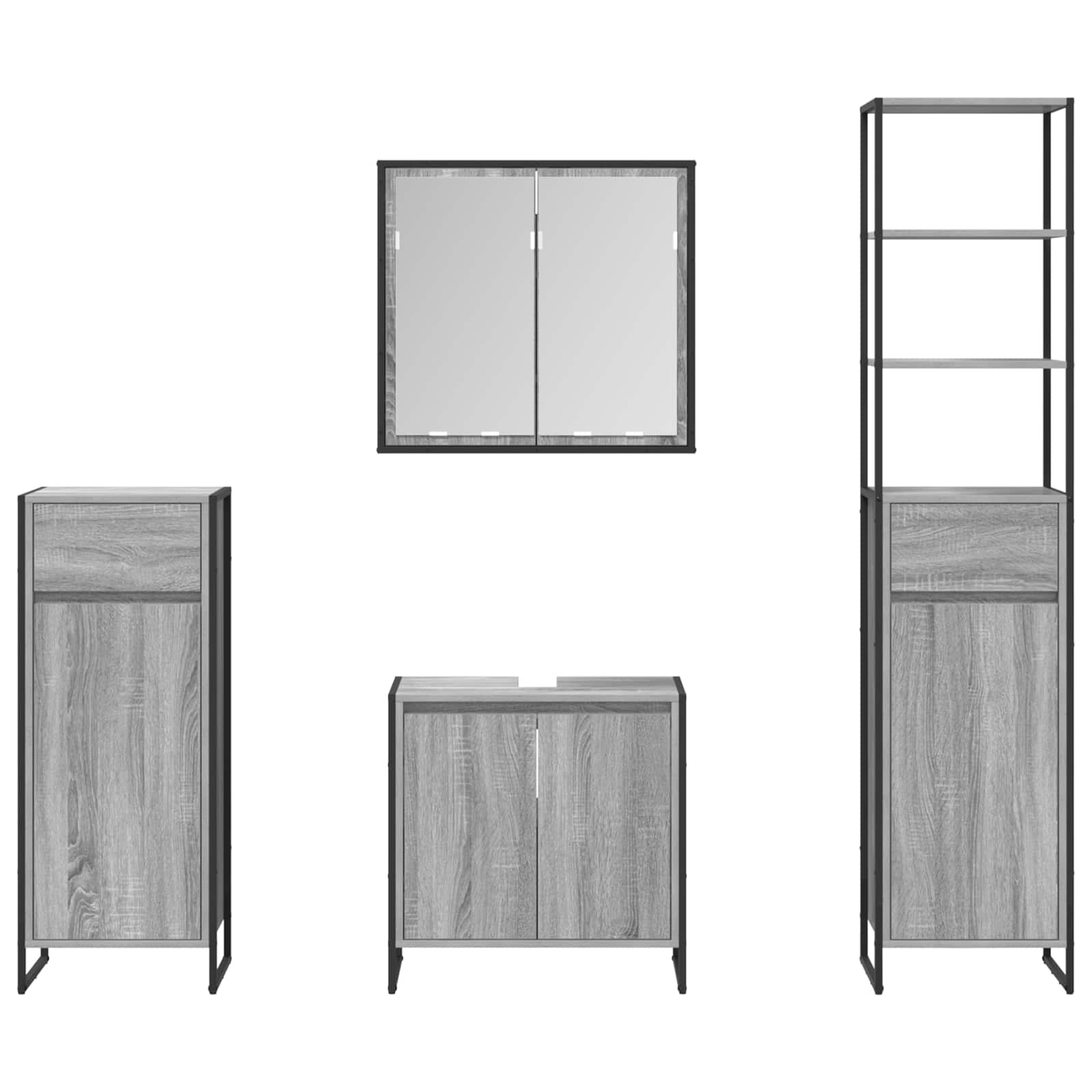 Badezimmermöbel-Set mit Schubladen Graues Sonoma Holzwerkstoff