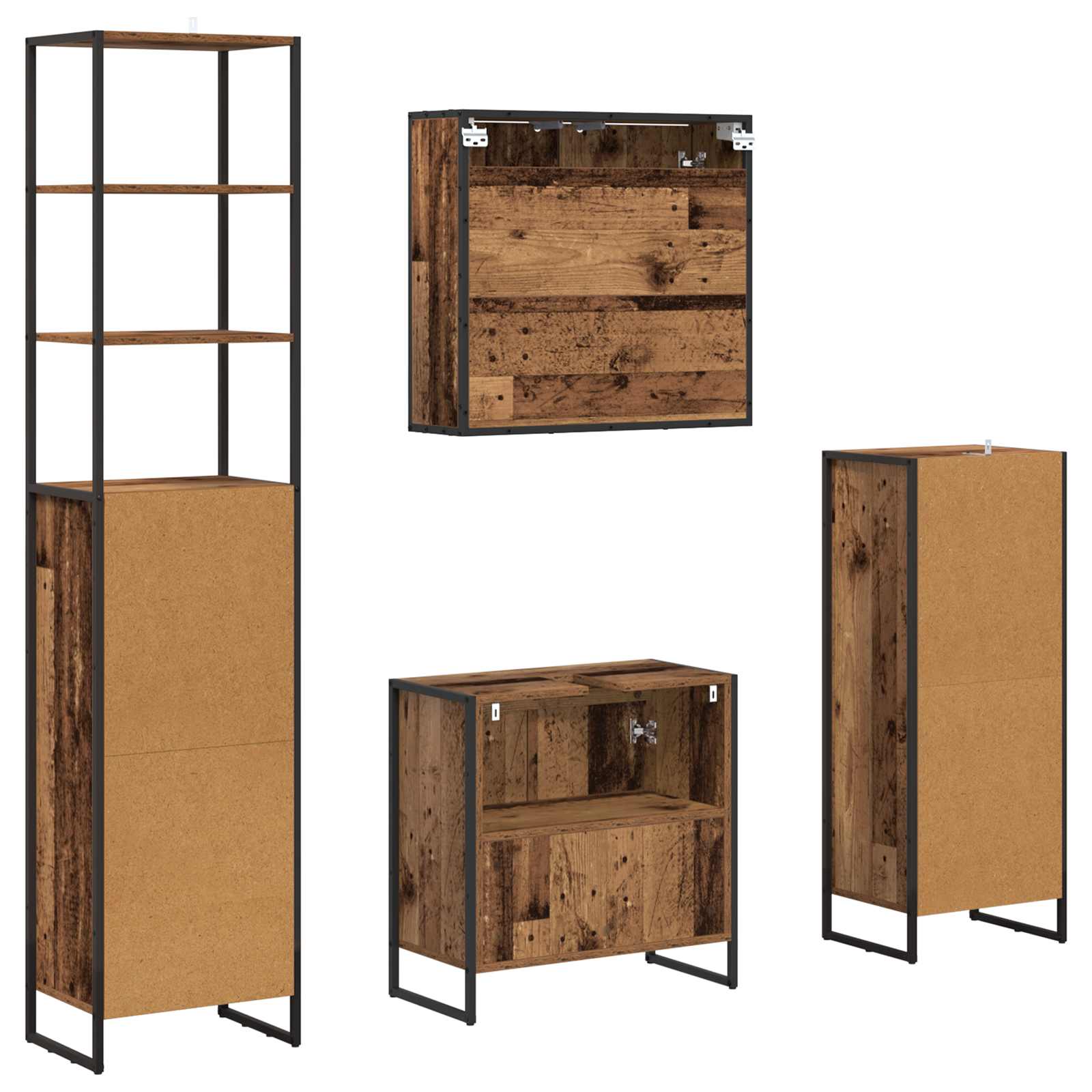 Badezimmermöbel-Set mit Schubladen Altholz Holzwerkstoff