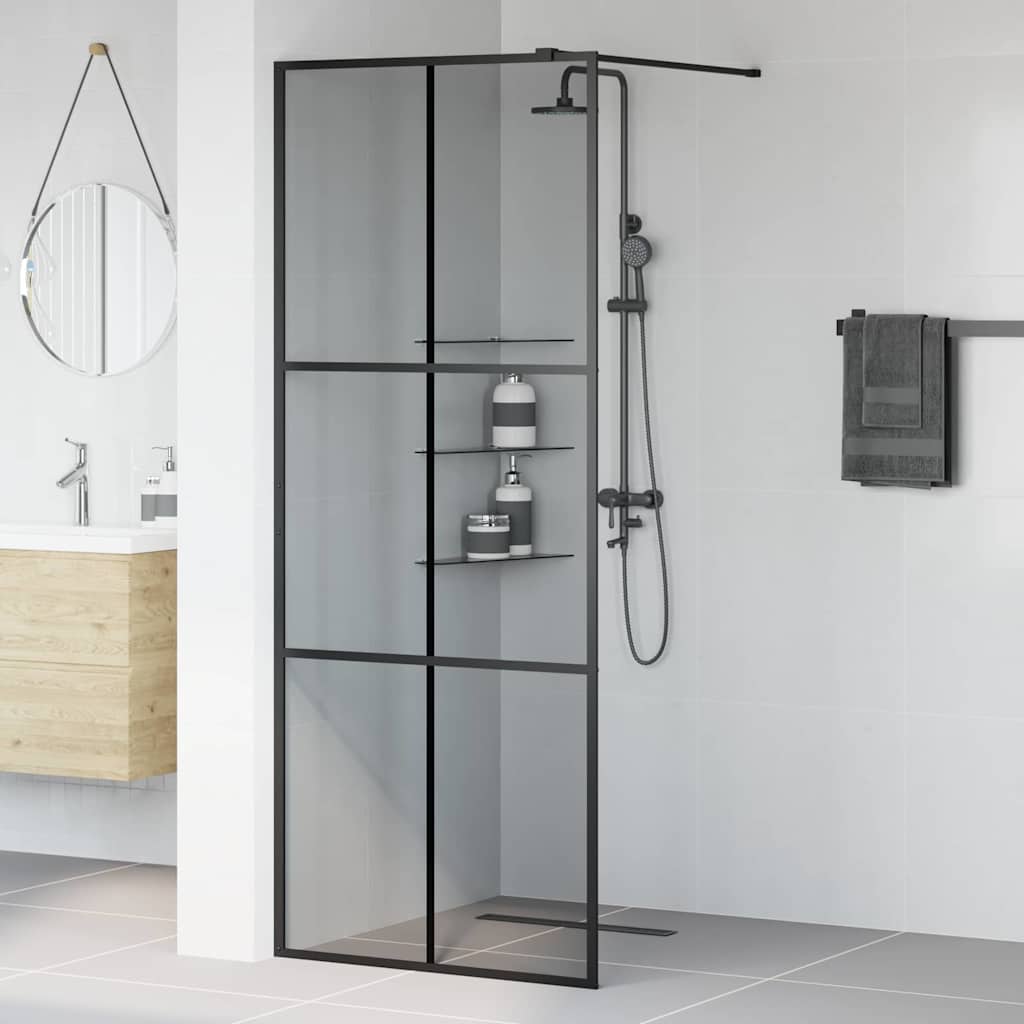Walk-in Duschwand Schwarz 80 x 195 cm Gehärtetes Glas