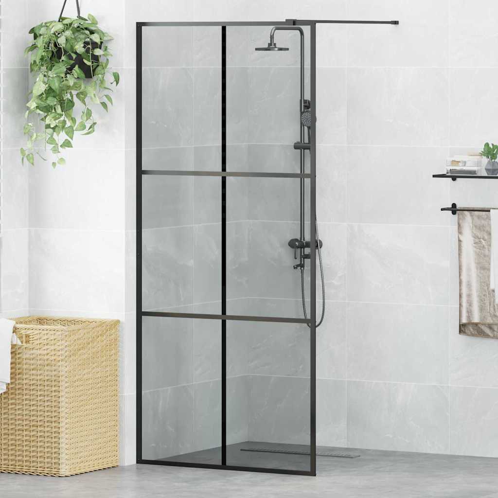 Walk-in Duschwand Schwarz 90 x 195 cm Gehärtetes Glas