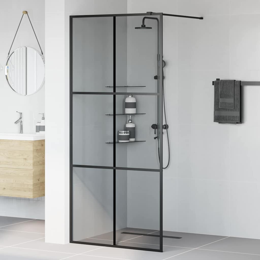 Walk-in Duschwand Schwarz 90 x 195 cm Gehärtetes Glas