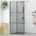 Walk-in Duschwand Schwarz 100 x 195 cm Gehärtetes Glas