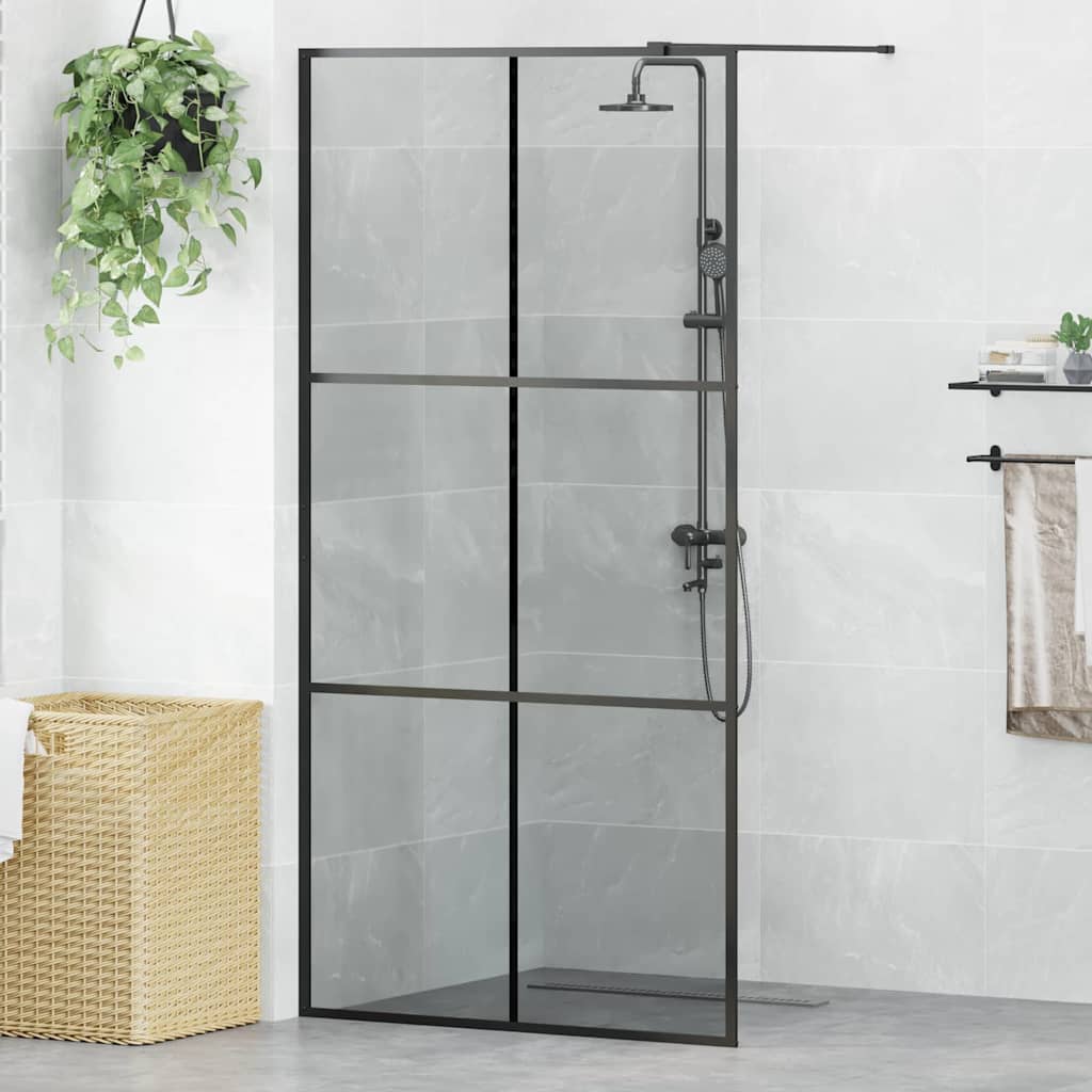 Walk-in Duschwand Schwarz 100 x 195 cm Gehärtetes Glas