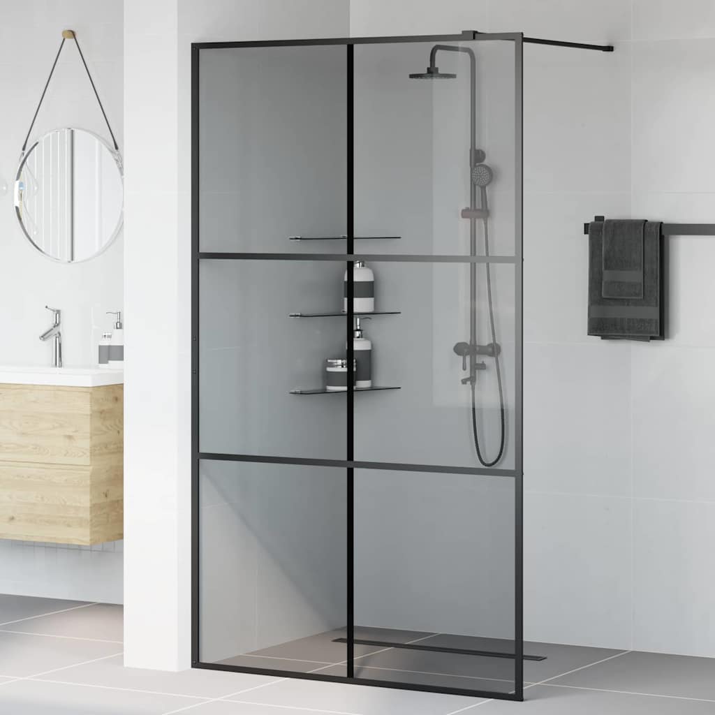 Walk-in Duschwand Schwarz 115 x 195 cm Gehärtetes Glas