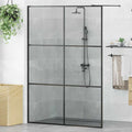 Walk-in Duschwand Schwarz 140 x 195 cm Gehärtetes Glas